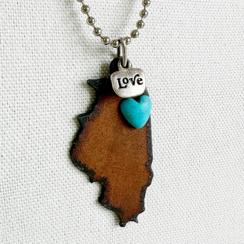 Chicago Illinois lovers artisan necklace 4” drop chain - Picture 2 of 7
